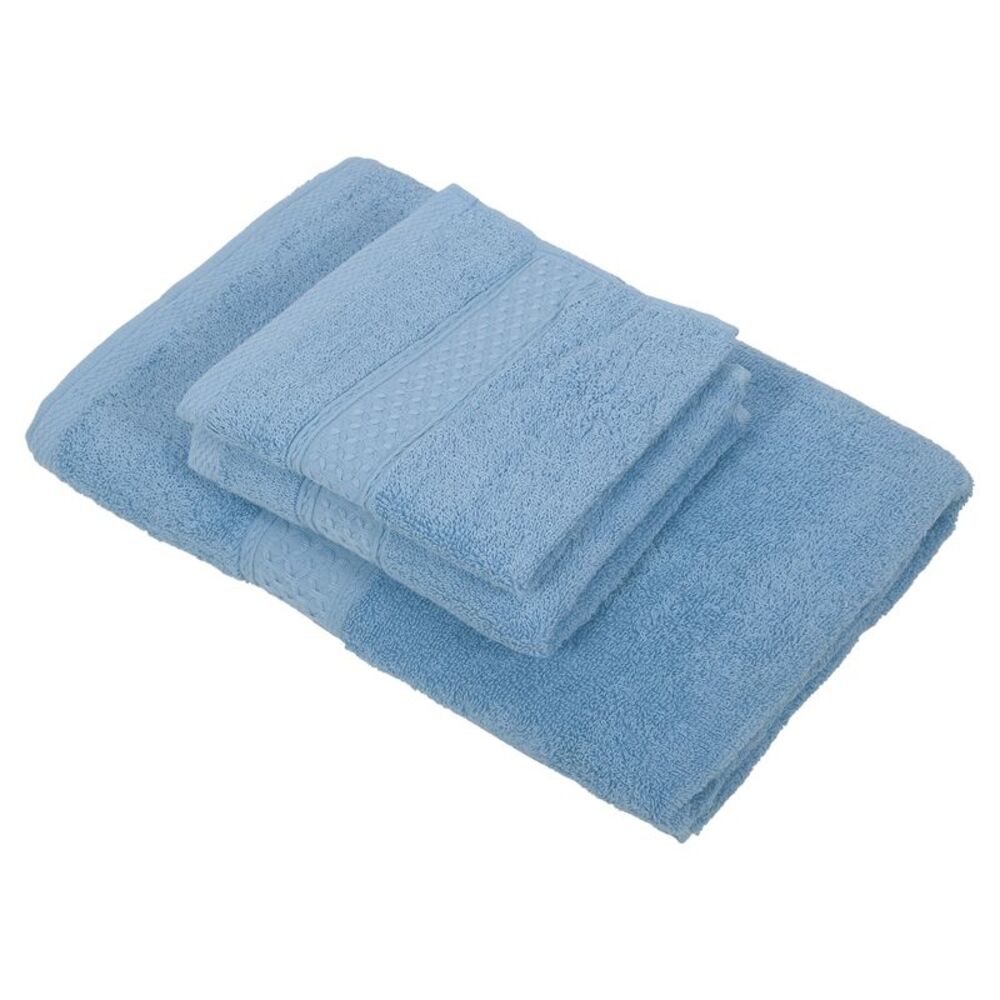 3 Pcs Plain Soft Absorbent Cotton Bath Towel Blue Gray 27.56"x55.12"